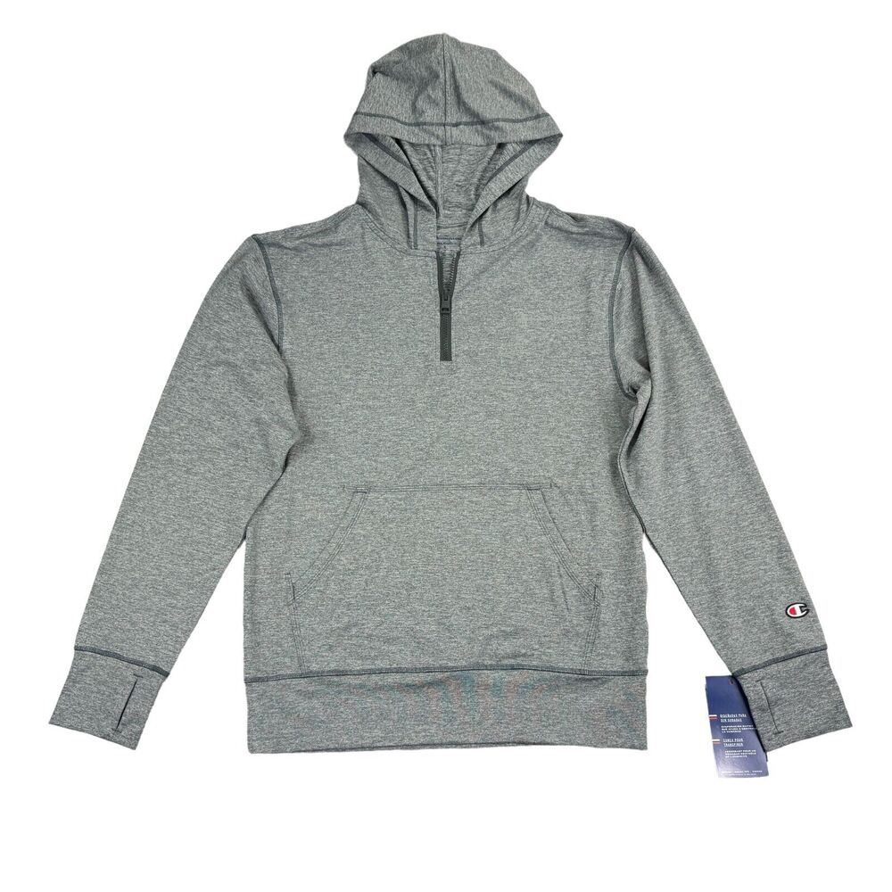 Champion Mens All-Day MVP 1/4-Zip Pullover Hoodie Light Gray S